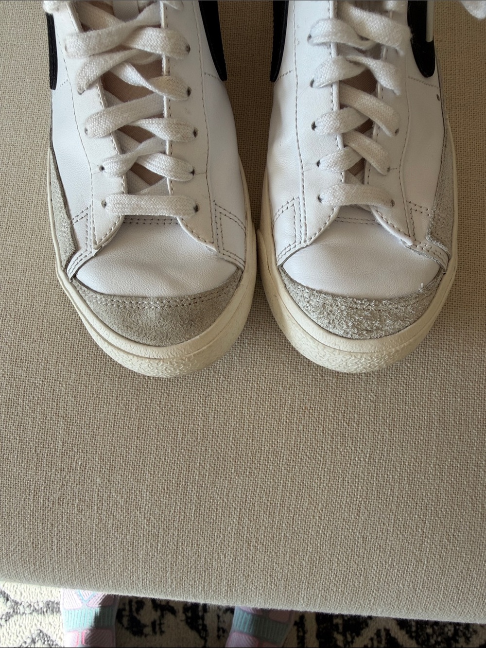 Nike White High-Top Sneakers (Blazers)with Black Swoosh size 8.5 - Picture 3 of 11